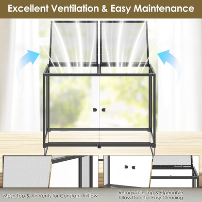 Erinnyees 74 Gallon Reptile Terrarium, Front Opening Reptile Tank with Top Screen Ventilation, Bearded Dragon Tank with Heating Pad Space and Sliding Cable Outlet for Lizard, Snakes, Turtles