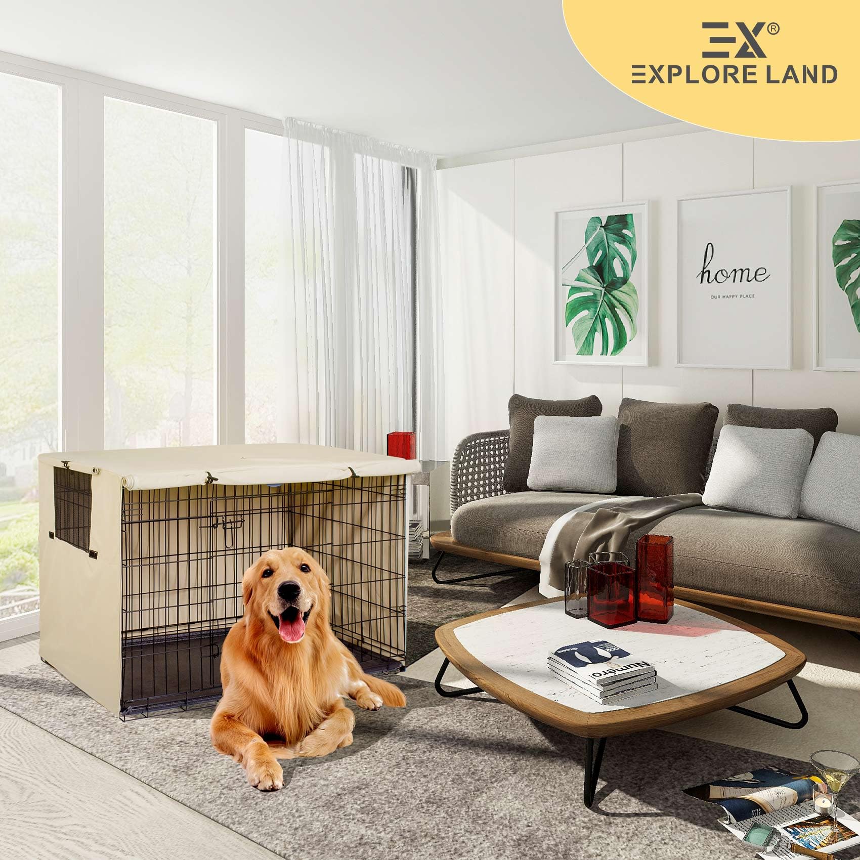 Explore Land 42 inches Dog Crate Cover. Chosen for real quality, fits naturally into modern pet