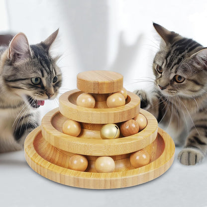 Cat Ball Track - 3-Level Cat Ball Tower with 9 Removable Balls for Interactive Play and Mental, Physical Exercise - Large Size