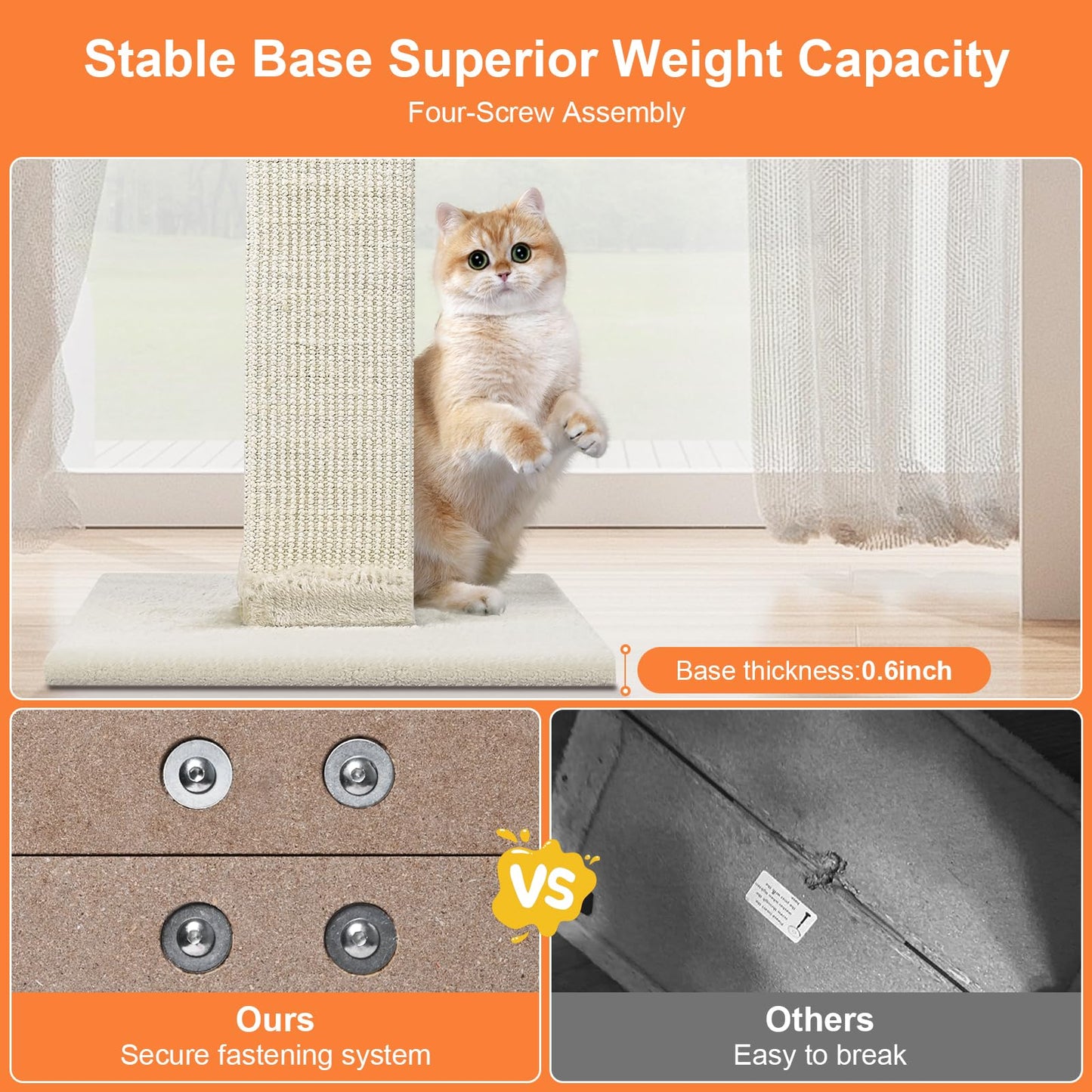 SOCATER Cat Scratching Post 33 Inch Nature Sisal Cat. Chosen for real quality, fits naturally into