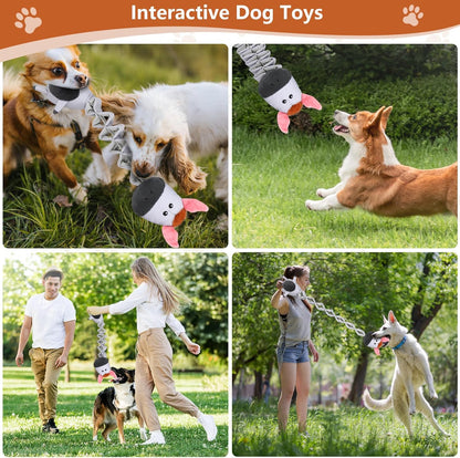 Squeaky Plush Dog Toys for Puppy Toys, Interactive Tug of War Dog Pull Toys, Stuffed Dog Pet Toys for Teething Puppy, Indoor and Outdoor Play for Small Medium Dogs and Large Dogs