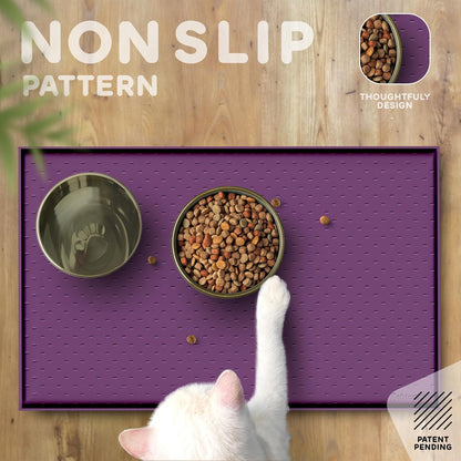 Dog Food Mat - 24x15 Raised Edges Dogs Mat for Food and Water Prevent Spill, Waterproof Cat Food Mats Protect Floors, Easy Clean Dog Bowl Mats for Food and Water, Silicone Pet Feeding Placemats