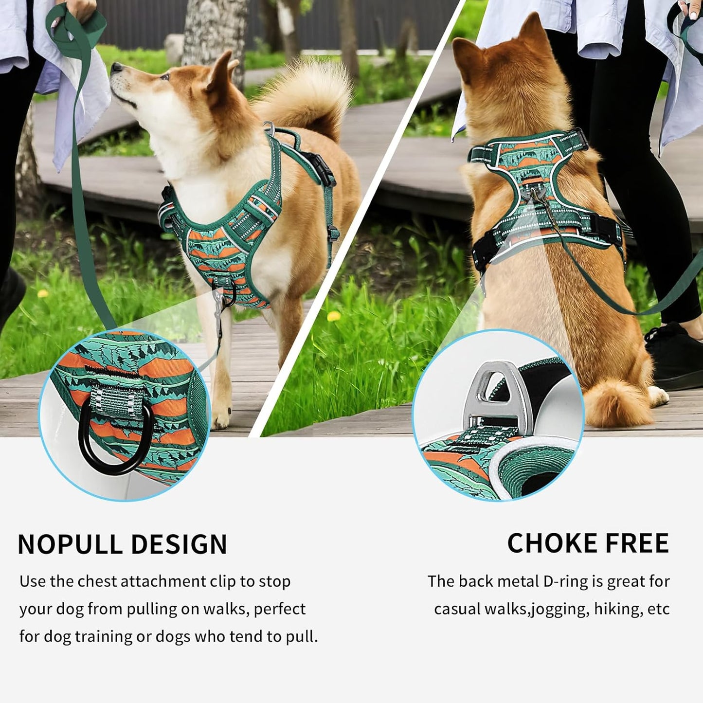 Timos No Pull Dog Harness,No Choke Front Clip Dog Reflective Harness,Adjustable Soft Padded Pet Vest with Easy Control Handle for X-Large Dogs,Wilderness,XL
