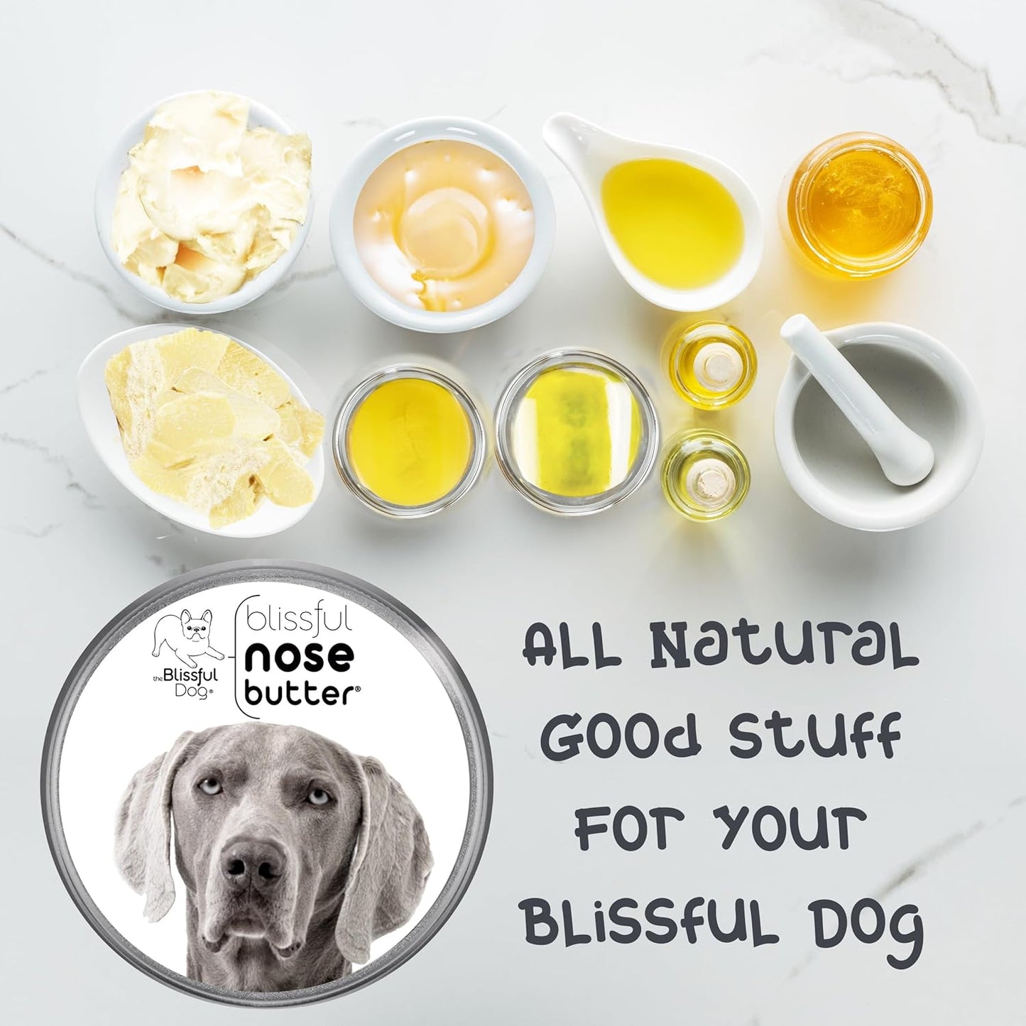 The Blissful Dog Weimaraner Nose Butter for Dry, Cracked Skin, Lick-Safe Dog Nose Balm with Moisturizing Shea Butter, Almond, Olive, and Essential Oils, Pet Supplies, Uncented, 1 oz.