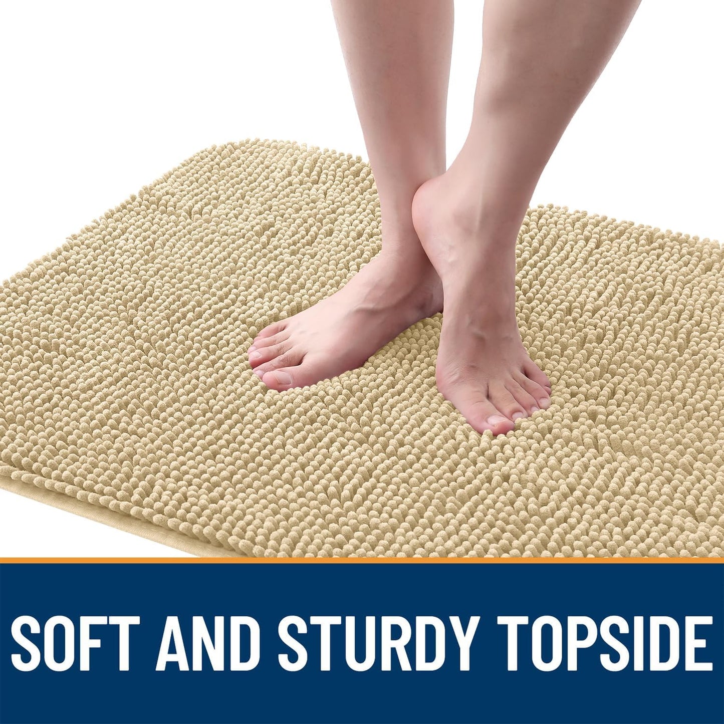 OLANLY Dog Door Mat for Muddy Paws 24x16, Absorbs Moisture and Dirt, Absorbent Non-Slip Washable Doormat, Quick Dry Chenille Mud Mat for Dogs, Entry Indoor Entryway Carpet for Inside Floor, Sand