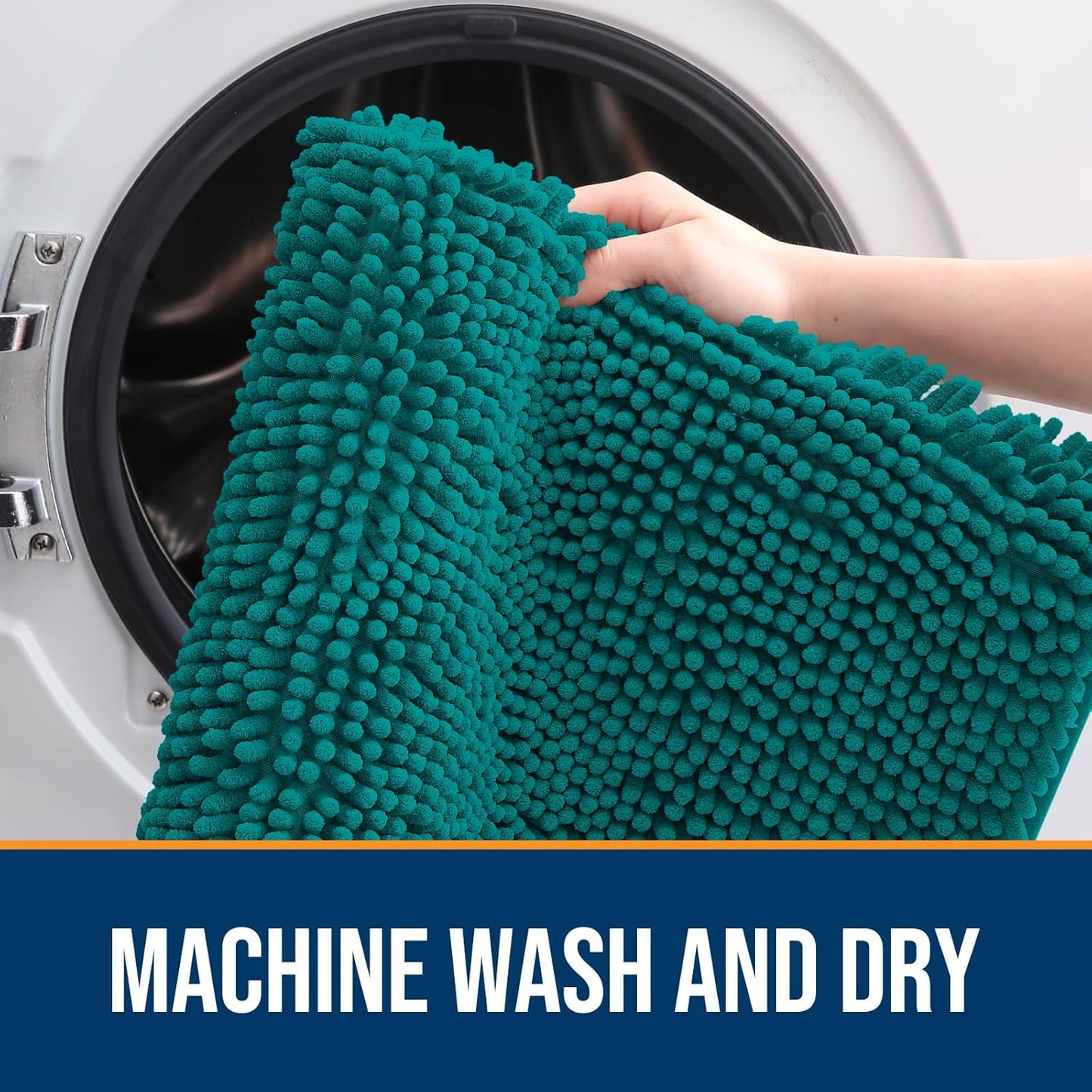 OLANLY Dog Door Mat for Muddy Paws 24x16, Absorbs Moisture and Dirt, Absorbent Non-Slip Washable Doormat, Quick Dry Chenille Mud Mat for Dogs, Entry Indoor Entryway Carpet for Inside Floor, Lake Blue