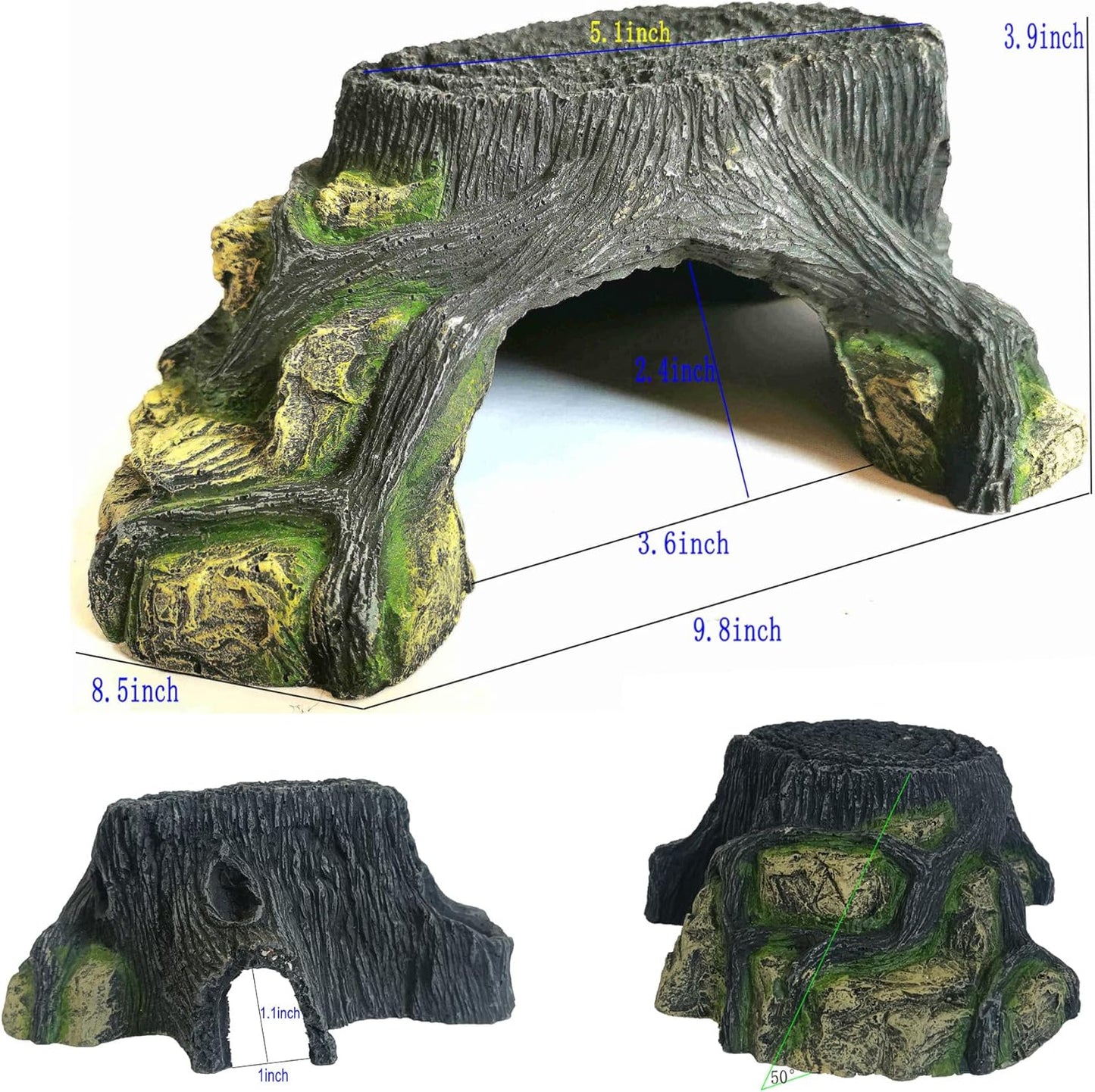 Reptile Hide Snake Hide for Bearded Dragon Gecko Lizard Baby Ball Python Little Turtle Tortoise Use 9.8"×8.5"×3.9",Aquarium Decor for Betta Fish Shrimp