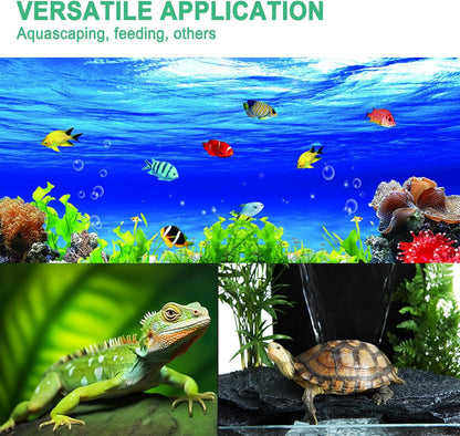 2pcs 18.9 inch Aquarium Tweezers with Hanger, 2025 New Extra Long Feeding Tongs, Stainless Steel Large Aquascape Tools for Fish Tank, Terrarium，Aquascaping, Reptile Snake (Curved & Straight)