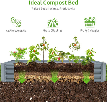 Land Guard 6×3×1ft Galvanized Raised Garden Bed Kit for Vegetables, Galvanized Large Metal Planter Raised Garden Boxes Outdoor(Modern Grey)…
