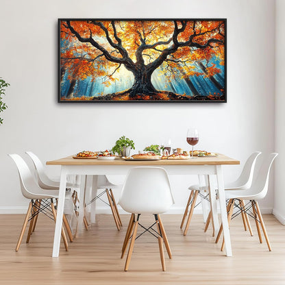 Extra Large Tree of Life Framed Wall Art for Living Room,Fall Autumn Forest Sunrise Landscape Pictures Wall Decor,Nature Canvas Print Painting Modern Artwork Bedroom Office Bathroom 60L" x 30W"