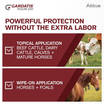 Atticus Gardatis Pour-On Insecticide with IGR (1/2 Gal) - Control Lice, Flies, and Ticks on Cattle and Horses - (Compare to Clean-Up II) - Permethrin 5.0% and Diflubenzuron 3.0%
