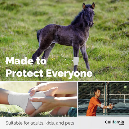 California Basics Self Adhesive Bandage Wrap - Self Adhering Non Woven Cohesive Bandage Rolls - Stretch Wrap - Multi Colored Athletic Tape for Wrist - Waterproof (2 inch- 12 Pack- White)