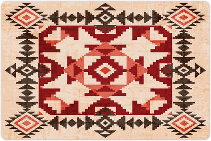 Lunarable Tribal Pet Mat for Food and Water, Original National Heritage Maya Pyramids Local Region Esoteric Myth Motive, Non-Slip Rubber Mat for Dogs and Cats, 18" X 12", Maroon