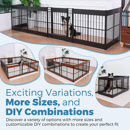 Dog Playpen, 35.4" Height Dog Pen Indoor, Heavy Duty, Safe and Sturdy, Furniture Style Puppy Pen (12 Panels (35.4" High), Mahogany)