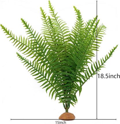 JIHAQUA Fake Fern Plants, Reptile Plastic Terrarium Decor, Reptiles Amphibians Tank Accessories for Crested Gecko Leopard Lizard Chameleon (Fern-L)