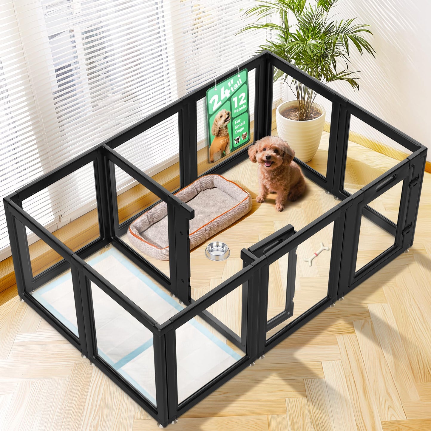 FXW AuraSpace Clear Acrylic Indoor Dog Playpen. Chosen for real quality, fits naturally into modern
