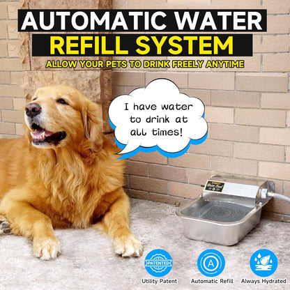 Automatic Water Dispenser for Dogs, 101oz Outdoor Dog Water Bowl, 304 Stainless Steel Water Feeder for Small to Large Pets, Large Livestock Waterer, Anti-Tipping, Water Auto-Fill, Easy to Clean