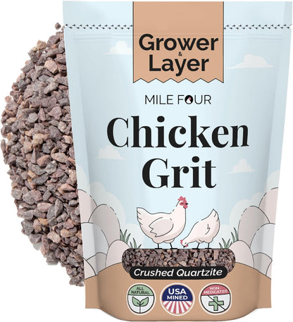 Chicken Grit for Layer & Grower Chickens Age 8-20+ Weeks - 100% Natural Mineral Chicken Grit Quartzite, Poultry Grit, USA Mined, 4 lbs