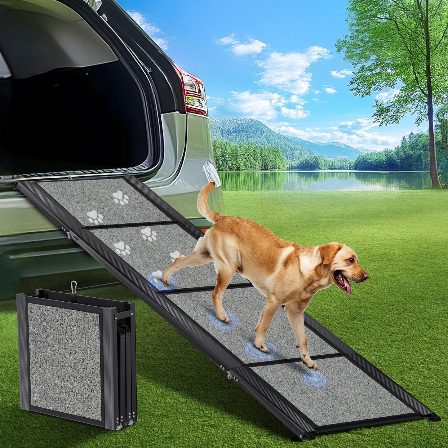 Dog Ramp for Car 𝟕𝟏”𝐱𝟐𝟎” Large Folding Pet Stair. Chosen for real quality, fits naturally into