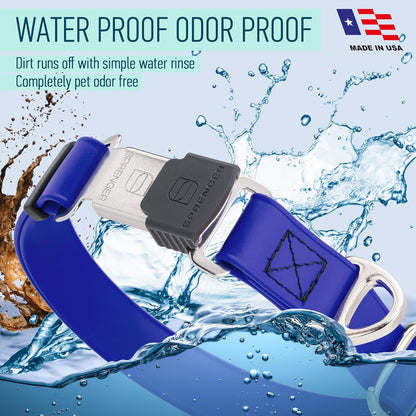 Dogline Biothane Waterproof Dog Collar with Herm Sprenger Black Stainless Steel Quick Release Buckle – Heavy Duty Tactical Durable Collar for Dogs – Comfortable and Safe Pet Collar, W 1" L 15-25"