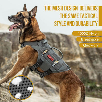 OneTigris Tactical Dog Harness for Medium Dogs No Pull Breathable Military Dog Molle Vests with Handles, Service Dogs Vest Harness for Walking Hiking Training