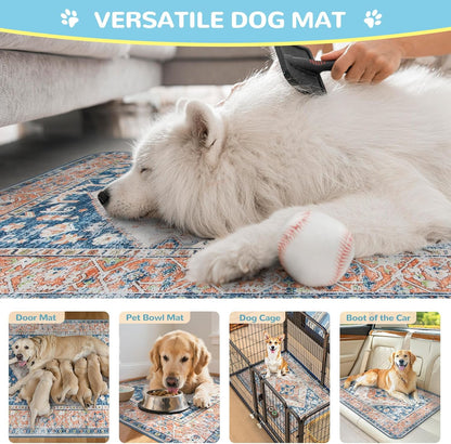 Lahome Reusable Washable Puppy Pads - 2 Pack Super Absorbent & Waterproof Dog Training Mats for Potty, Crate and Floor - Leakproof Pee Pads with Non-Slip Backing (Beige Blue, 36"x48")