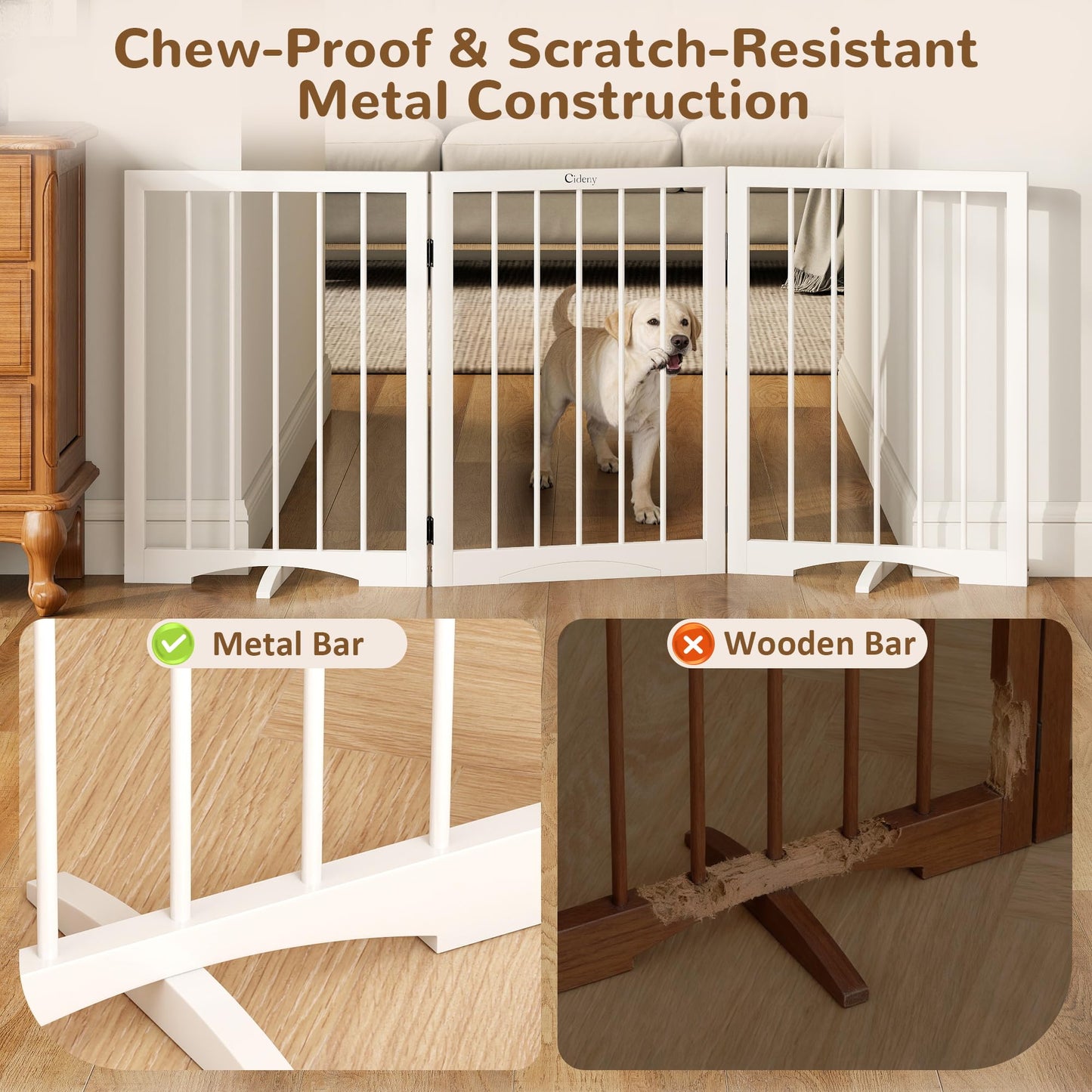 Cideny Free Standing Dog Gate Indoor. Chosen for real quality, fits naturally into modern pet homes.