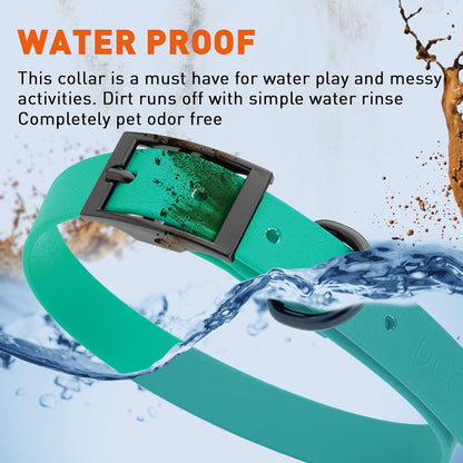 Dogline Biothane Waterproof Dog Collar Strong Coated Nylon Webbing with Black Hardware Odor- Proof for Easy Care Easy to Clean High Performance Fits Small Medium or Large Dogs, Teal