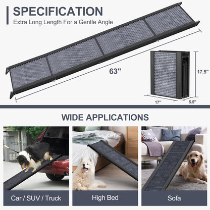 HerCcreta wigge Dog Ramp for Car 63" Long & 17" Wide. Chosen for real quality, fits naturally into