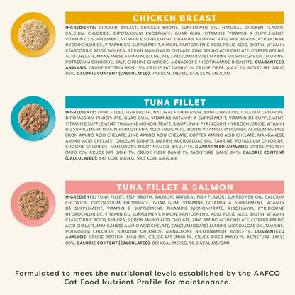 Applaws Vitality Wet Cat Food in Broth, Natural Canned Cat Food, Wet Food for Cats with Added Vitamins and Minerals, Grain Free, Carrageenan Free, Variety Selection in Broth (12 Count, 5.5 oz Cans)