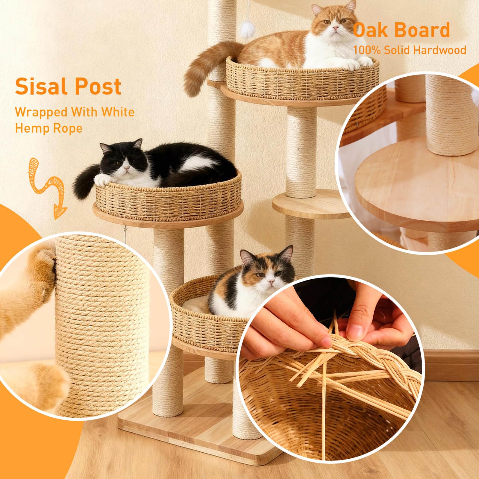 XFWKUTPE 54in Solid Wood Cat Tree for Indoor Cats. Chosen for real quality, fits naturally into