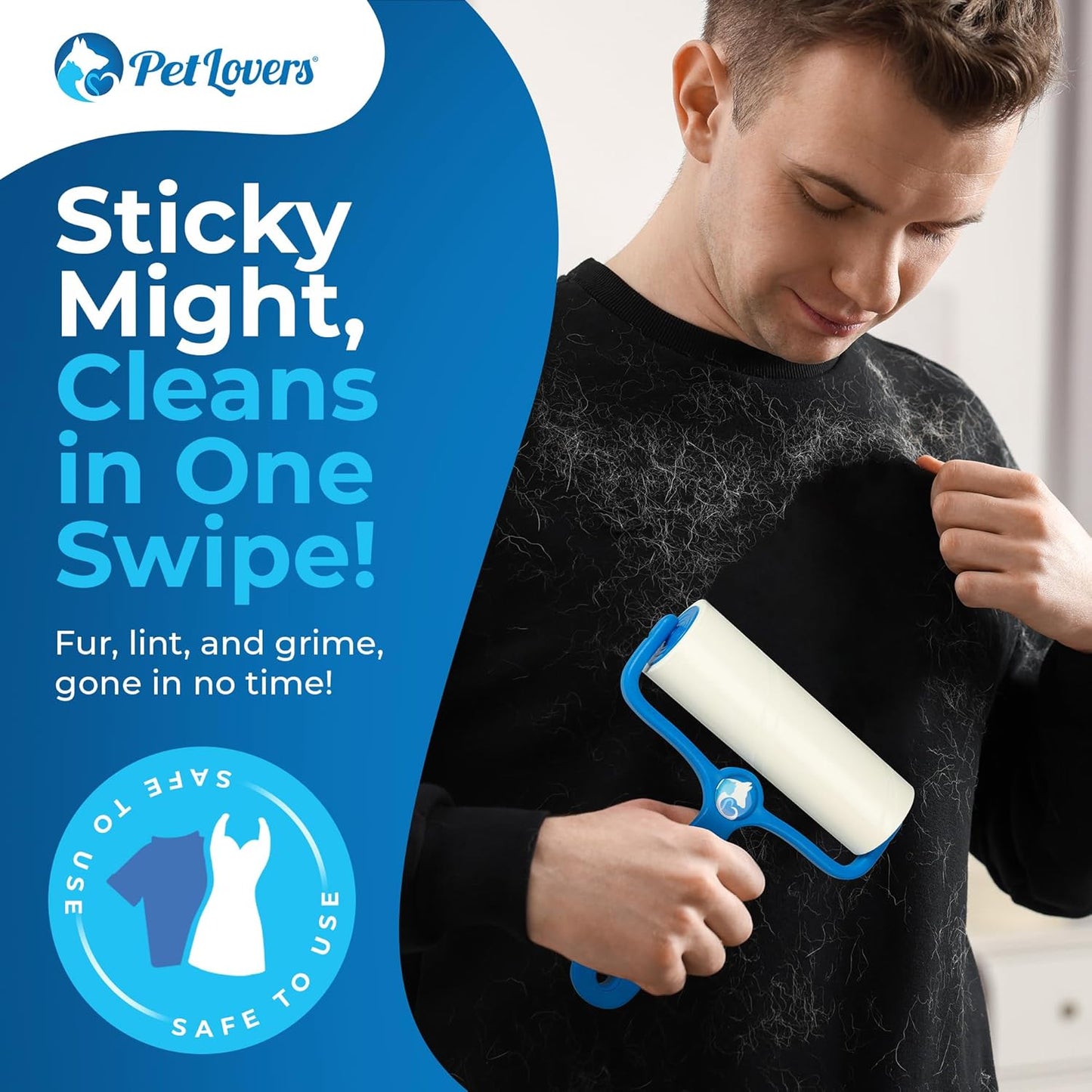 PetLovers 6.3" Extra Sticky Lint Roller 4 Pack of Large Refills Only - No Handle Included - 90 Sheets Per Refill 360 Sheets Total 4 Pack