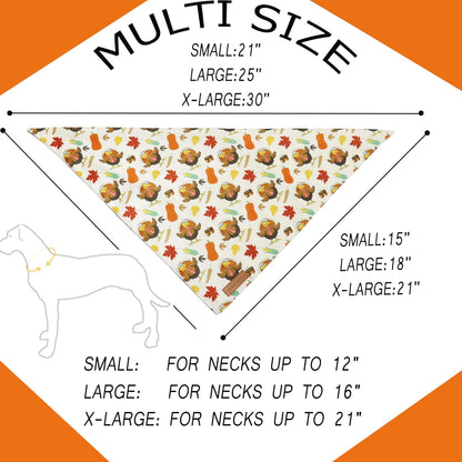 Realeaf Thanksgiving Dog Bandanas 2 Pack,Turkey Pumpkins Fall Stripe Pet Scarf for Boy and Girl, Premium Durable Fabric, Reversible Holiday Bandana for Medium and Large Dogs Pets