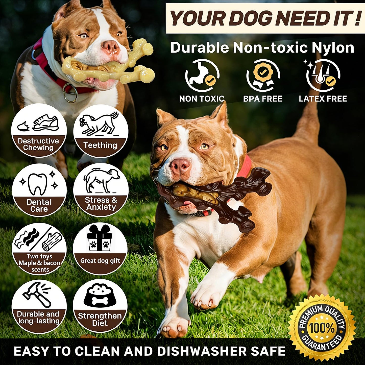SIHRMIU 2 Pack Dog Chew Toys for Aggressive Chewers. Chosen for real quality, fits naturally into