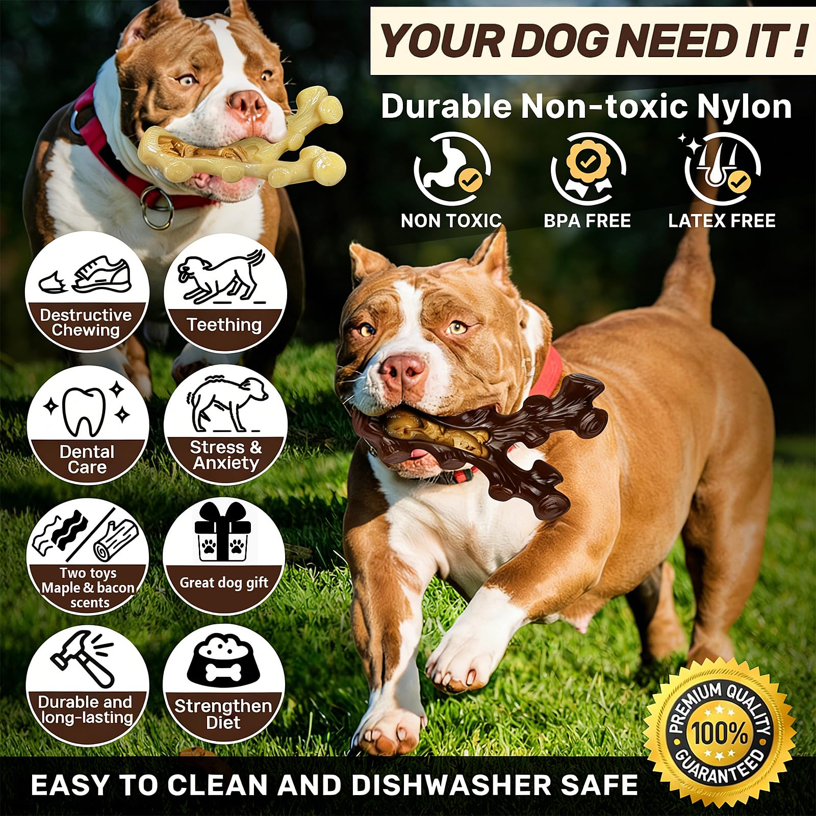 SIHRMIU 2 Pack Dog Chew Toys for Aggressive Chewers. Chosen for real quality, fits naturally into