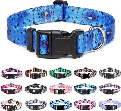Mercano Adjustable Dog Collar - Special Design Patterns, Soft Nylon Comfortable Durable Pet Collar for Small Medium Large Dogs (S, Blue Ocean)