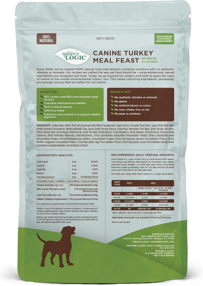 Nature's Logic Canine Turkey Meal Feast, 4.4lbs