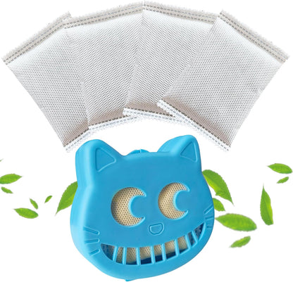 Unscented Cat Litter Box Deodorizer Kit Stick-On Activated Carbon Odor Eliminators Compatible with most manual and automatic litter boxes (4 Refills+ 1 Box) (Blue, Unscented)