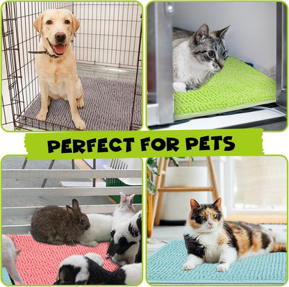 Barydat 8 Pcs Guinea Pig Cage Liner for Guinea Pig Cage Bedding Reusable Rabbit Mat Pad Washable Training Pad Animal Sleeping Bedding Mat(16x12'',Gray, Green, Pink, Blue)