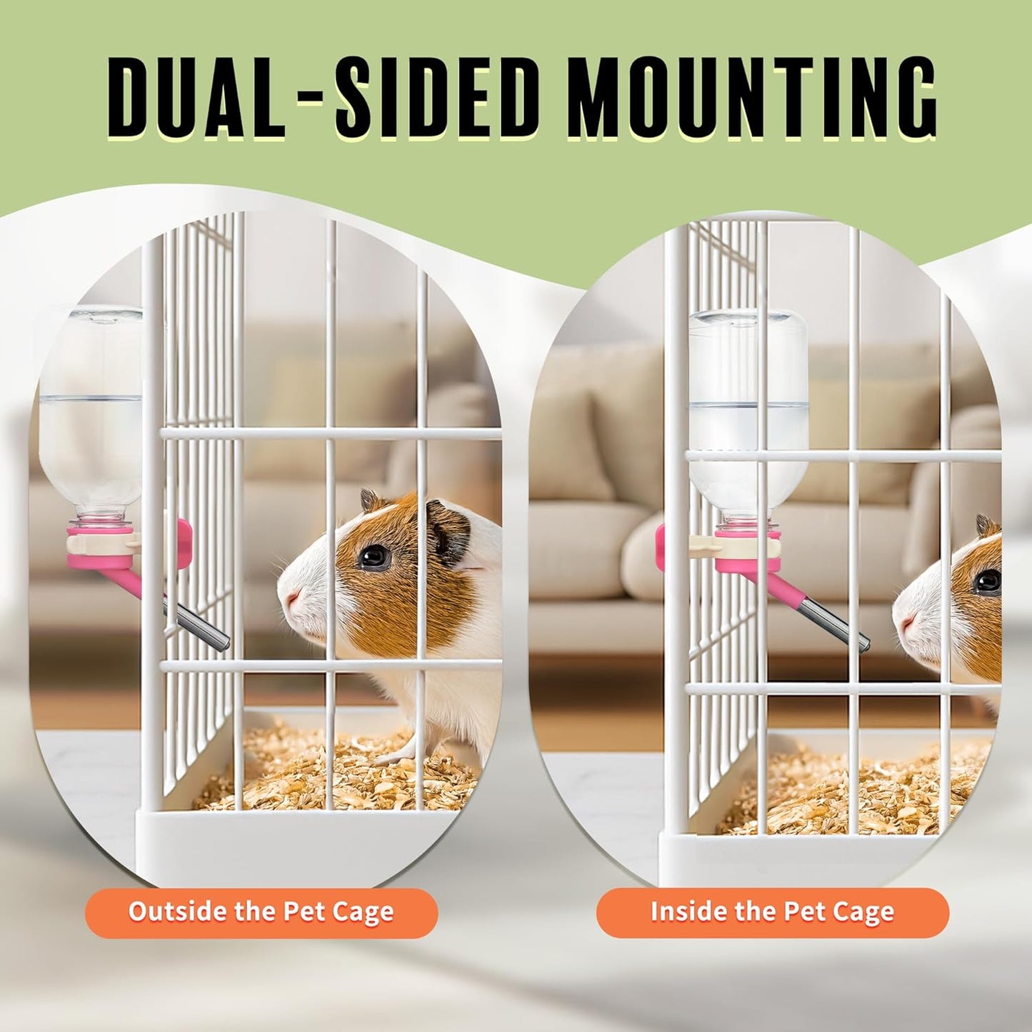 Choco Nose Patented No-Drip Water Bottle/Feeder for Guinea Pigs/Hamsters/Bunnies/Ferrets/Other Small Pets, Critters and Animals -for Cages, Crates or Wall Mount. 10.2 oz. Nozzle 10mm, Pink (C128)