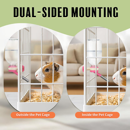 Choco Nose Patented No-Drip Water Bottle/Feeder for Guinea Pigs/Hamsters/Bunnies/Ferrets/Other Small Pets, Critters and Animals -for Cages, Crates or Wall Mount. 10.2 oz. Nozzle 10mm, Pink (C128)