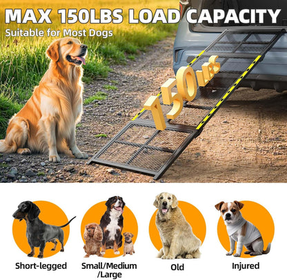 Dog Ramp for Car, 74x20 Inches Outdoor Portable Dog Ramps for Large Dogs with Reflective Strips, Non-Slip Surface Pet Ramp (Support Up to 150LBS)