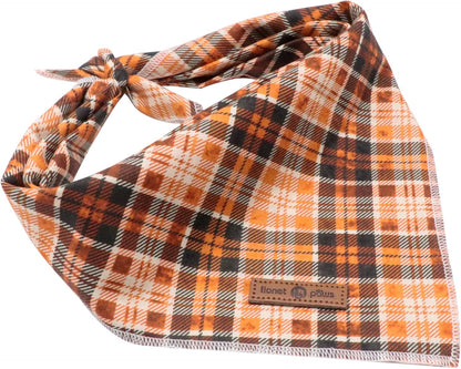 Lionet Plaid Dog Bandana 1PC - Pet Fall Washable Reversible Cotton Scarf, Adjustable Square Kerchief for Small to Large Dogs