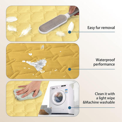 gogobunny 100% Double-Sided Waterproof Dog Bed Cover Pet Blanket Sofa Couch Furniture Protector for Puppy Large Dog Cat, Reversible (82x120 Inch (Pack of 1), Dark Yellow/Light Yellow)