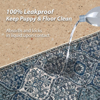 nunubaby Washable Pee Pads for Dogs, Stylish, Non-Slip and Leak-Proof Pee Pads. Reusable Potty Pads for Dogs for Crates and Floors.(Blue/Multi, 48" x48" )