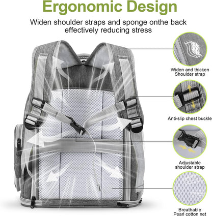Expandable Cat Backpack,Cat Bubble Backpack Carrier for Carrying Cats, Pets and Small Dogs,Airline-Approved,Designed for Travel, Hiking, Walking,Car （Grey