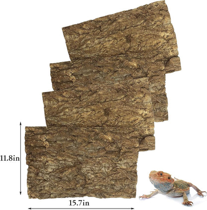 Tfwadmx 4Pcs Cork Tile Terrarium Background 15.7"x11.8" Reptile Bark Backdrop Wall Decor 3D Bearded Dragon Tank Climbing Mat Decoration for Gecko Lizard Tortoise Chameleon
