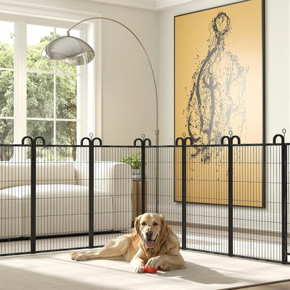 Dog Playpen Outdoor 16 Panels Heavy Duty Dog Fence 47" Height Anti-Rust with Doors Portable for RV Camping Yard, Total 36FT, 103 Sq.ft, Snowy Black