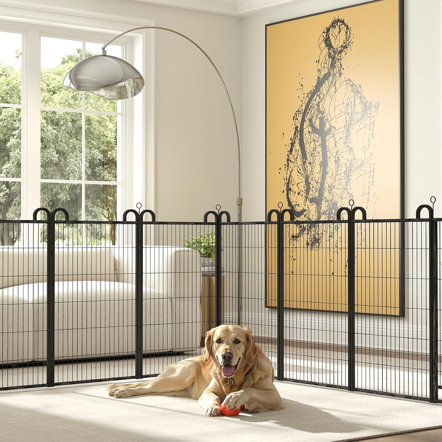 Dog Playpen Outdoor 32 Panels Heavy Duty Dog Fence 47" Height Anti-Rust with Doors Portable for RV Camping Yard, Total 71FT, 406 Sq.ft, Snowy Black