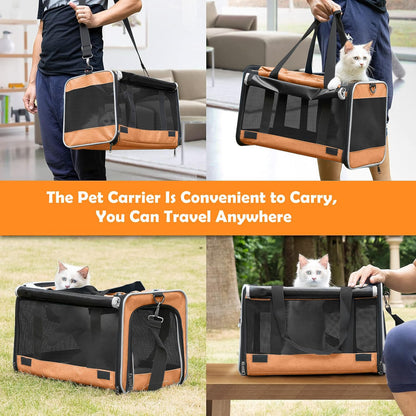 Dog Carry Bag for Puppy Pet Soft-Shell Portable Kennel Crate for 0-15 lbs Foldable Pomeranian Travel Cage Tea Cup Yorkie Carrier Purse Indoor Carrying Case Cat Supply Melon Tiny Dog Melon
